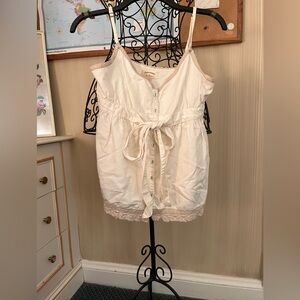 Converse Cream Button-Down Top Size Small